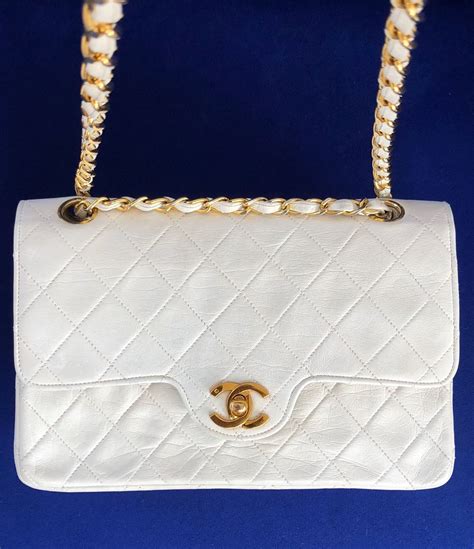 chanel bag white|white vintage chanel bag.